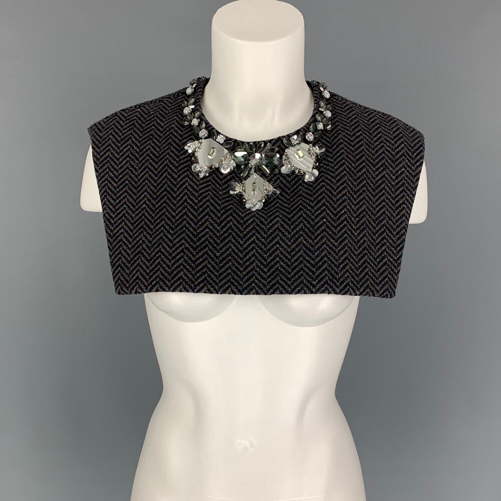 PORTS 1961 Size 4 Gray Navy Herringbone Fleece Wool Polyamide Dress Top